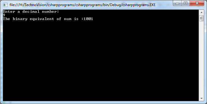 Write a C# program to Print Binary Equivalent of an Integer using Recursion