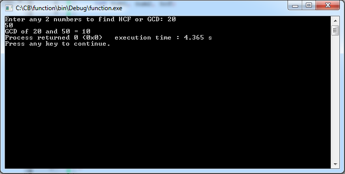 Write C program to find HCF or GCD of two numbers using recursion