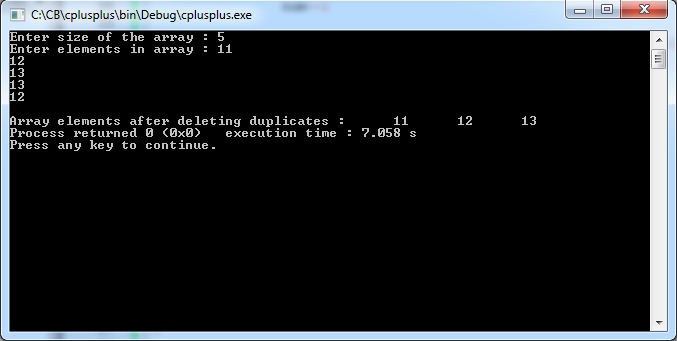 Write C++ program to delete all duplicate elements from an array