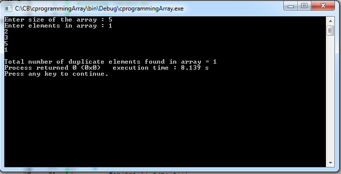 Write C program count total duplicate elements in an array