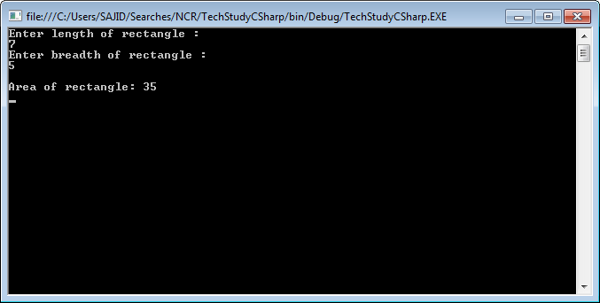 C# Program to Calculate Area of Rectangle