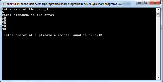 Write C# program to count total duplicate elements in an array