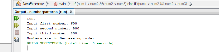 Write a java program that accepts three numbers from the user and check if numbers are in "increasing" or "decreasing" order.