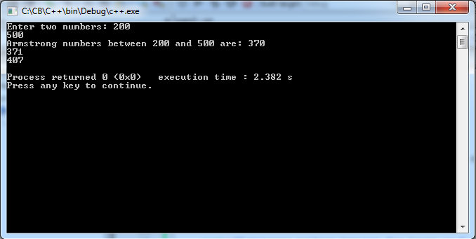 Write C++ program to find Armstrong numbers between 1 to n