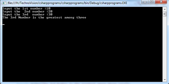 Write C# Program to Find the Largest Number Among Three Number