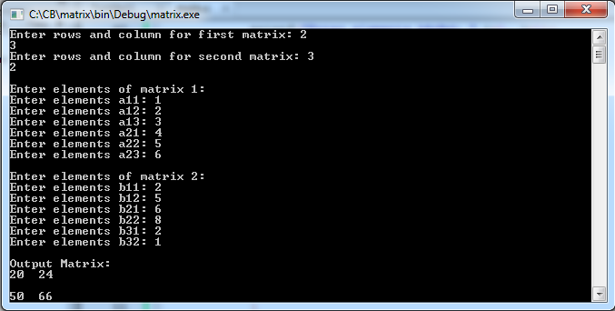 Write C Program to Multiply Two Matrices