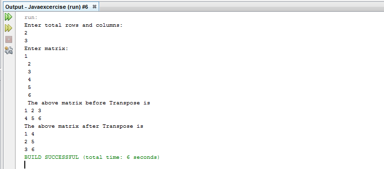 Write a Java Program to Display Transpose Matrix