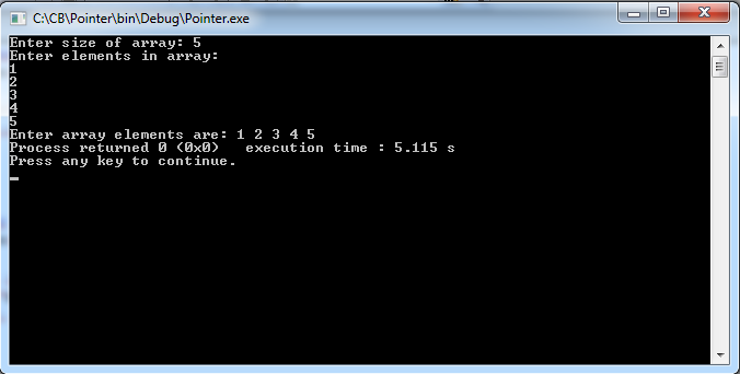Write C Program input and print array elements using pointer