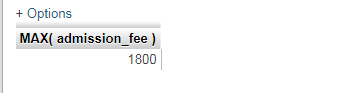 Write a MySQL query to get the maximum admission fee from students table