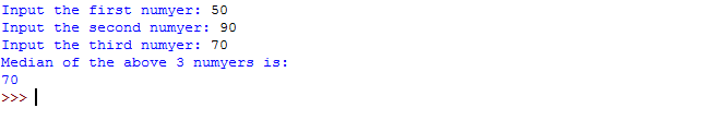 Write a Python program to find the median among three given numbers
