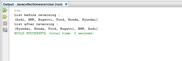 Write a Java program to reverse elements in a array list