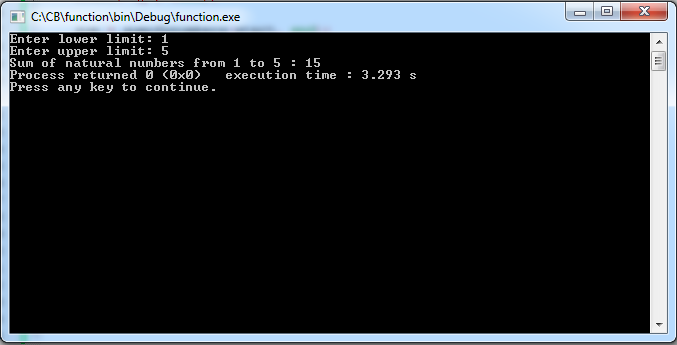 Write C program to find sum of natural numbers in given range using recursion