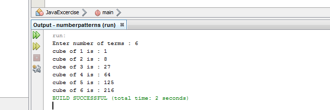 Write a Java program to display the cube of the number upto given an integer