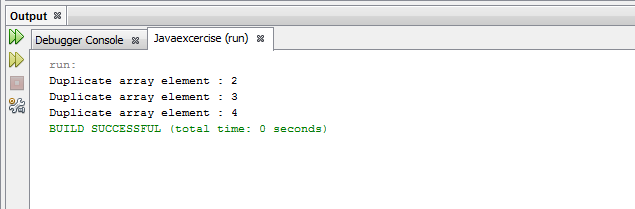 Write a Java program to find the duplicate values of an array of integer values