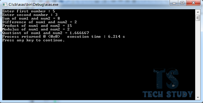 C Program to perform all arithmetic operations